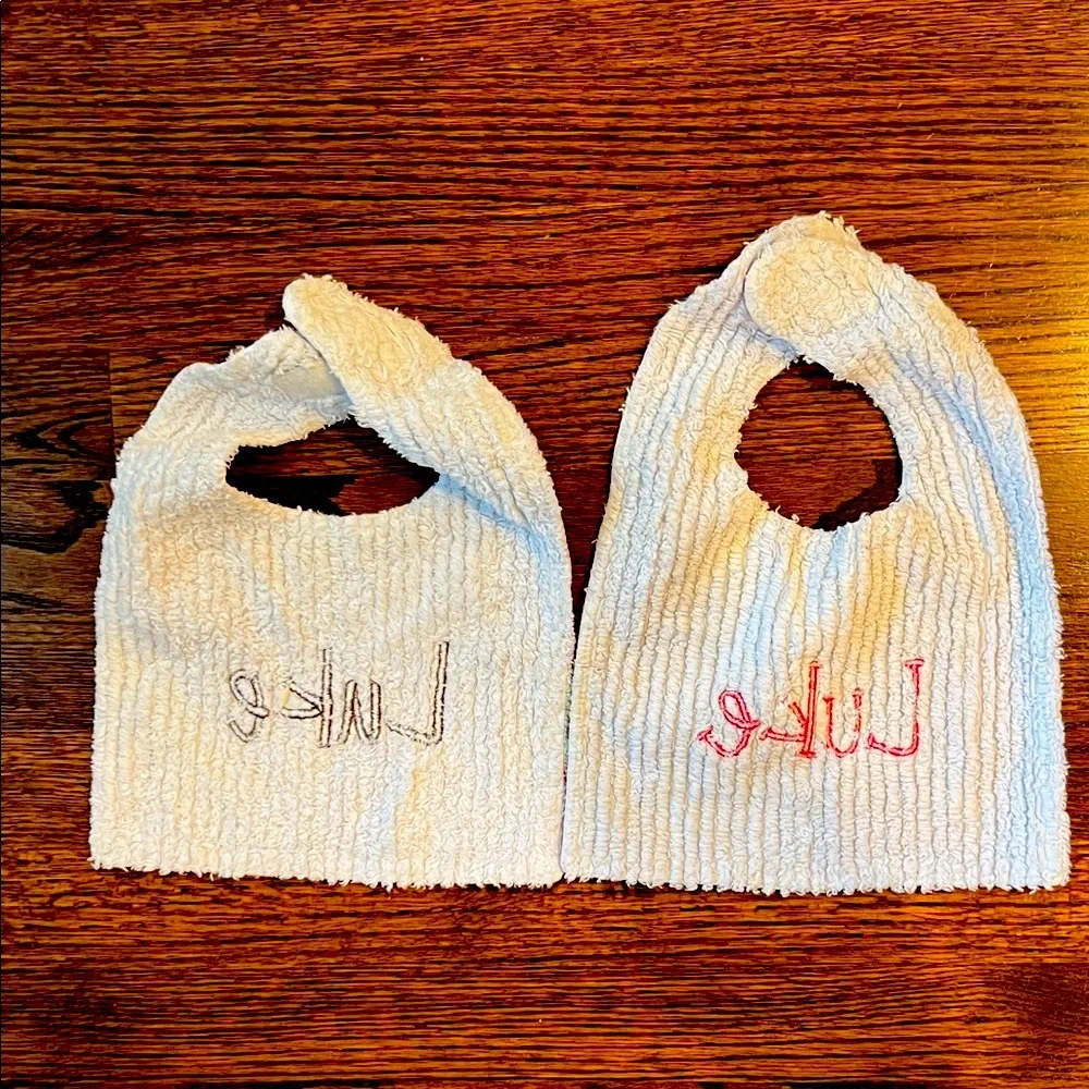 Bundle of Personalized Embroidered Luke Kids Bibs - Gingham and Plaid